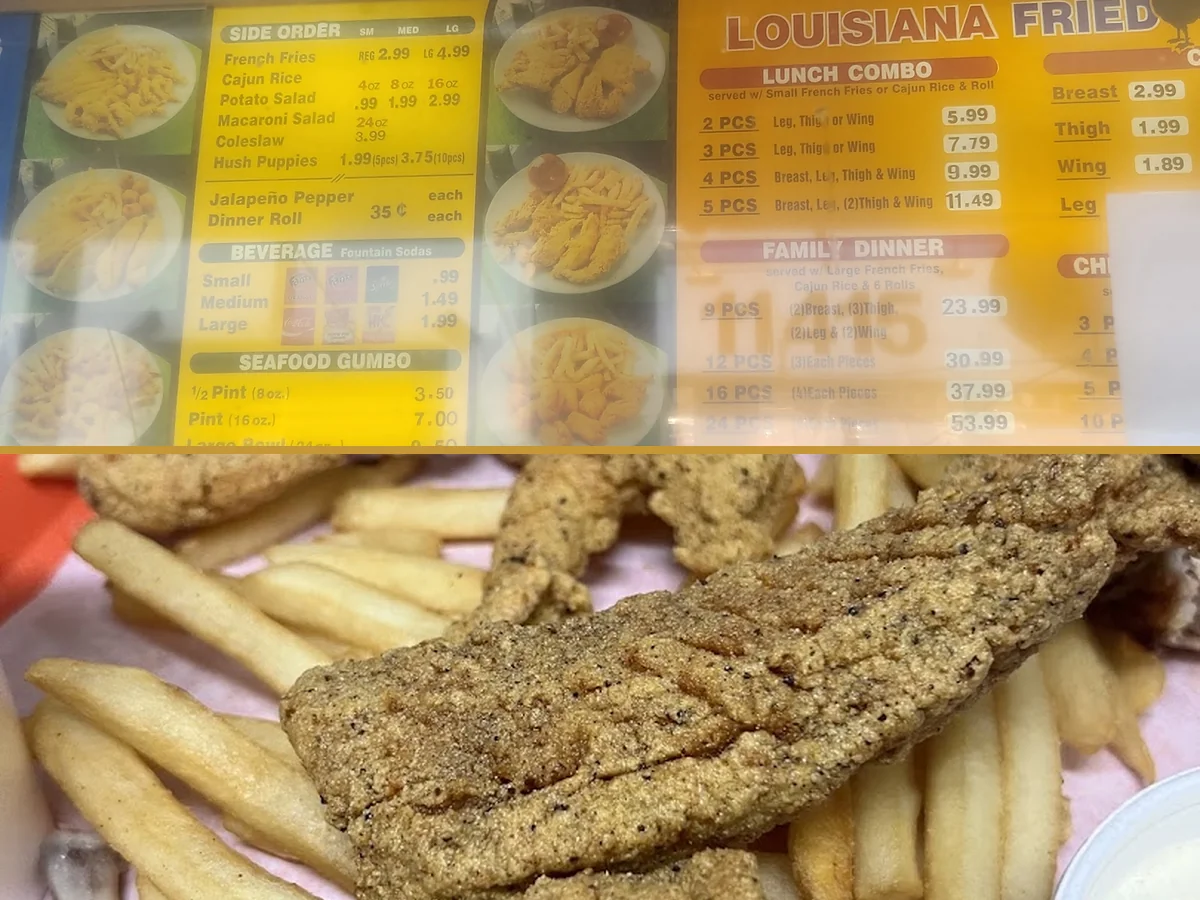 A casual fast-food plate with fried seafood.