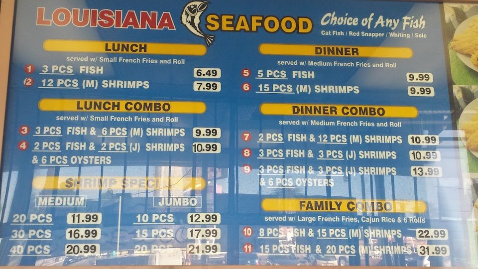Combo sections for lunch, dinner, and family meals.